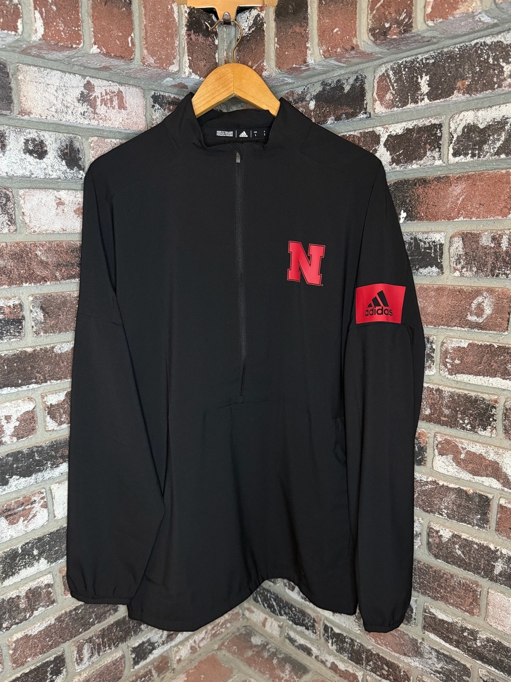 Nebraska Cornhuskers Football Adidas 1/2 Zip Oversized Performance Windbreaker